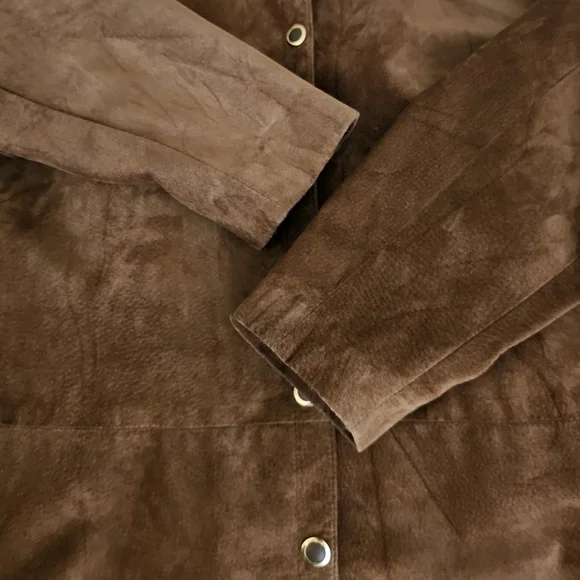 🇨🇦 Danier Leather Tobacco Brown Suede Button Long Coat Jacket - Picture 12 of 15